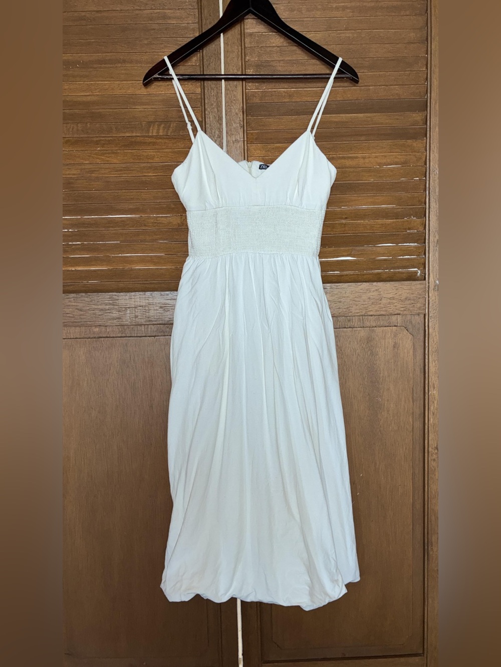 Zara White Spaghetti-Strap Midi Dress